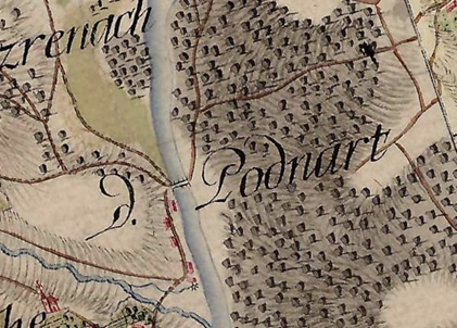 Podnart na jožefinski vojaški karti, 1763-87